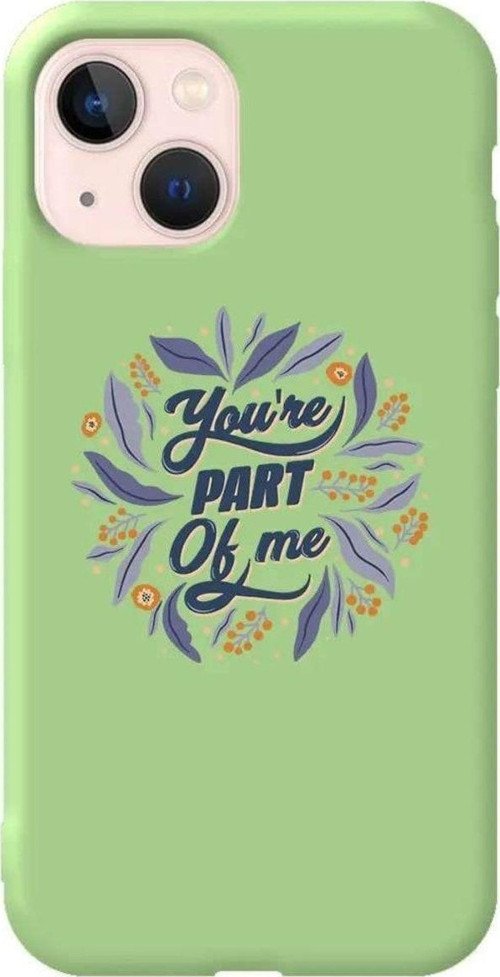 İphone 14 Açik Yesil Renkli Silikon Telefon Kılıfı - Part Of Me