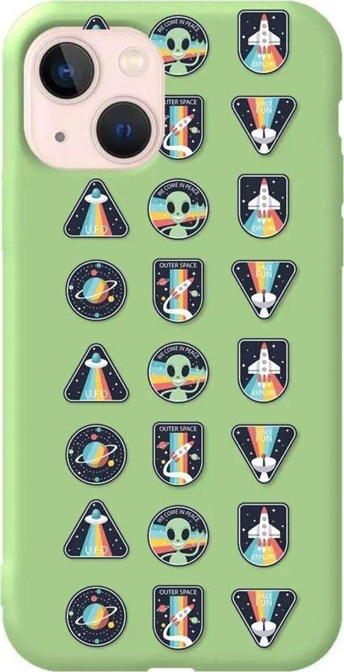 İphone 14 Açik Yesil Renkli Silikon Telefon Kılıfı - Stiker