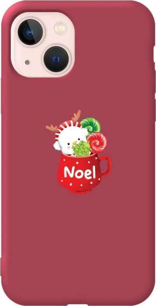 İphone 14 Bordo Renkli Silikon Telefon Kılıfı - A Cup Of Xmas 5