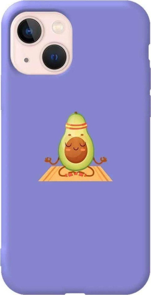 İphone 14 Plus Lila Renkli Silikon Telefon Kılıfı - Yogacado Avokado