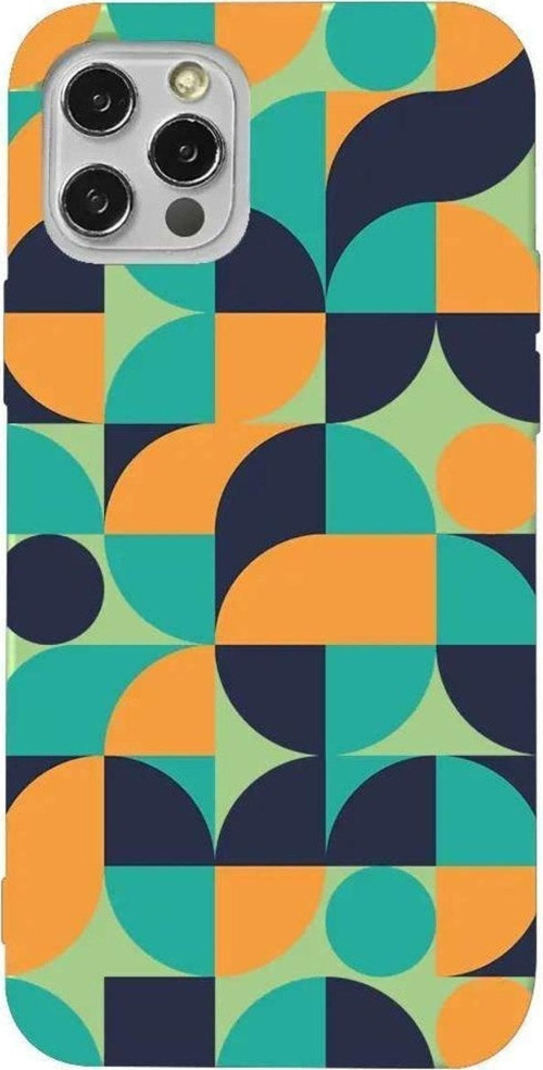 İphone 14 Pro Açık Yeşil Renkli Silikon Telefon Kılıfı - Abstract Desen 9