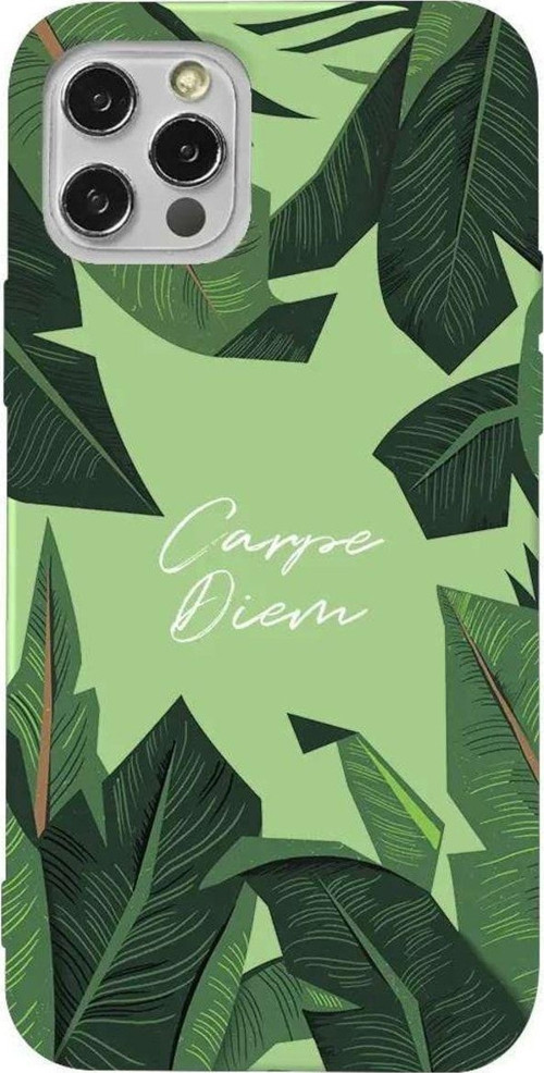 İphone 14 Pro Açık Yeşil Renkli Silikon Telefon Kılıfı - Carpe Diem In The Leafs