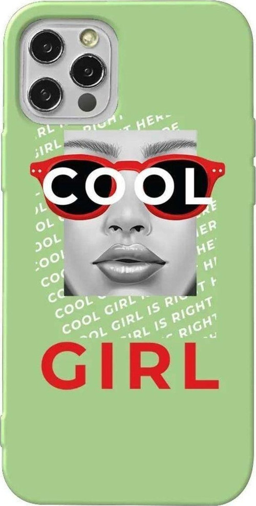 İphone 14 Pro Açık Yeşil Renkli Silikon Telefon Kılıfı - Cool Girl