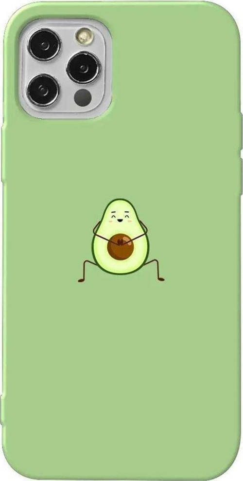 İphone 14 Pro Açık Yeşil Renkli Silikon Telefon Kılıfı - Cute Avokado