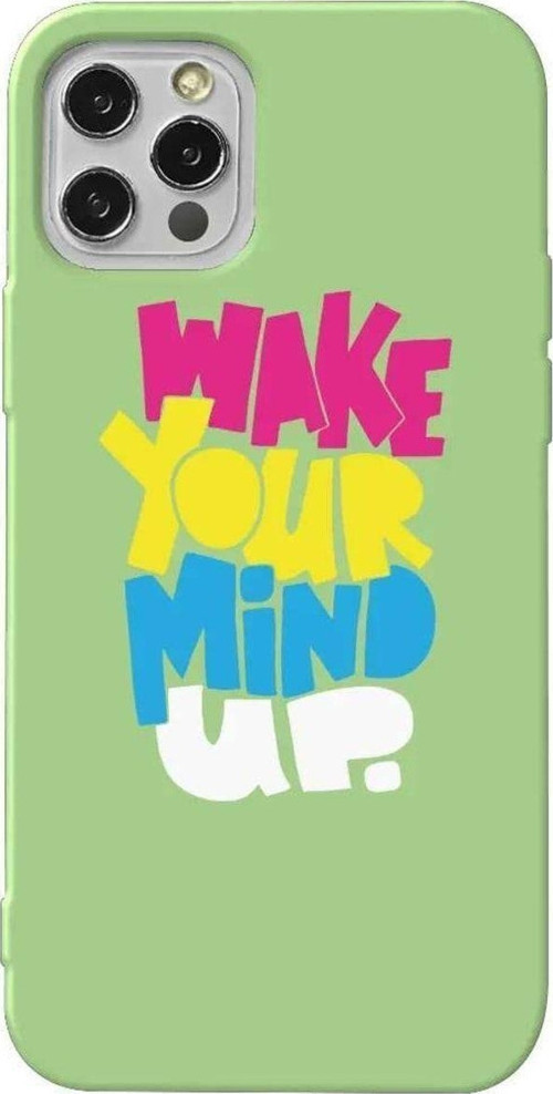 İphone 14 Pro Açık Yeşil Renkli Silikon Telefon Kılıfı - Wake Your Mind Up