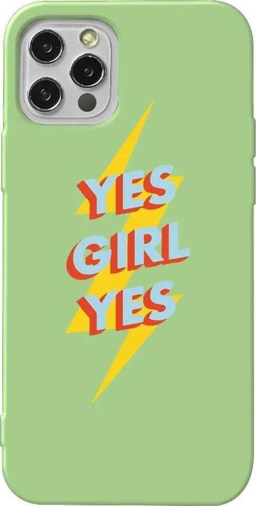 İphone 14 Pro Açık Yeşil Renkli Silikon Telefon Kılıfı - Yes Girl