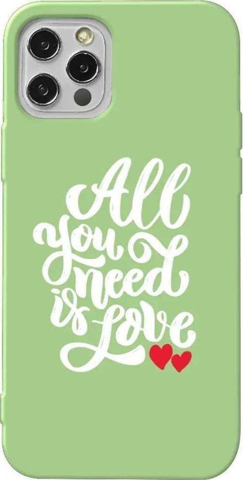 İphone 14 Pro Açık Yeşil Renkli Silikon Telefon Kılıfı - Need Love