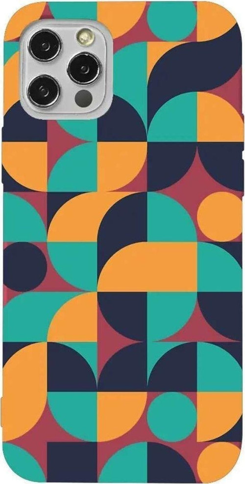 İphone 14 Pro Bordo Renkli Silikon Telefon Kılıfı - Abstract Desen 9