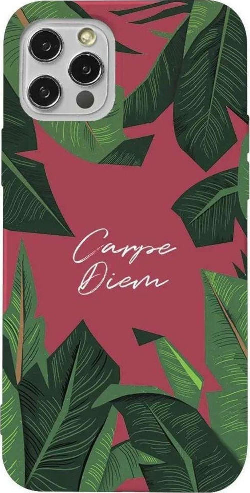 İphone 14 Pro Bordo Renkli Silikon Telefon Kılıfı - Carpe Diem In The Leafs