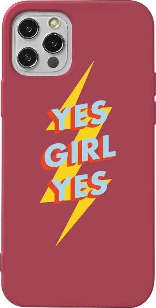 İphone 14 Pro Bordo Renkli Silikon Telefon Kılıfı - Yes Girl