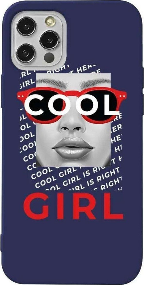 İphone 14 Lacivert Renkli Silikon Telefon Kılıfı - Cool Girl
