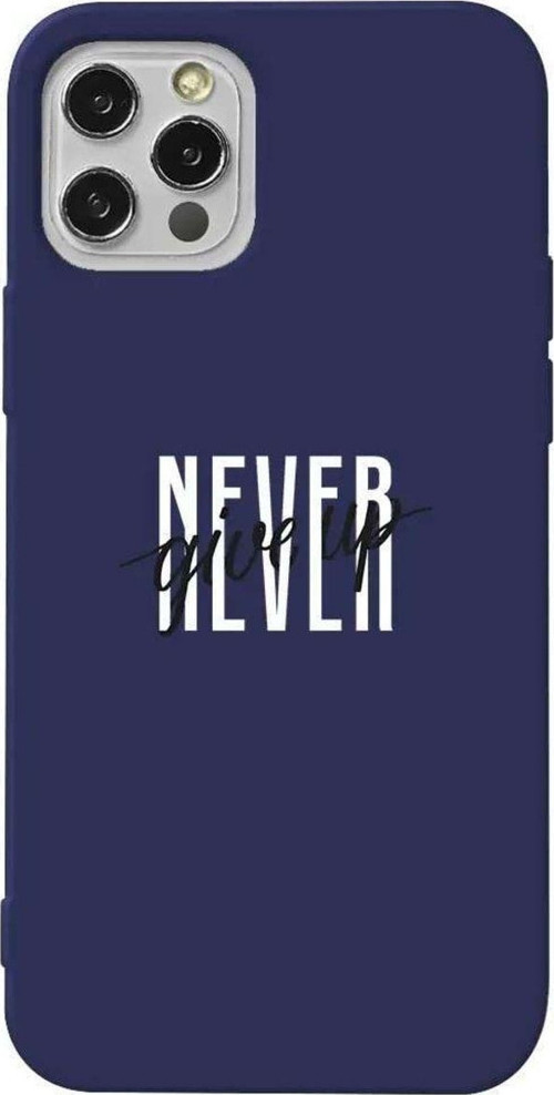 İphone 14 Pro Lacivert Renkli Silikon Telefon Kılıfı - Never Give Up 4