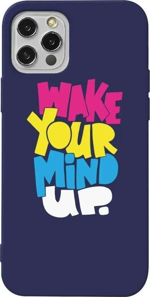 İphone 14 Pro Lacivert Renkli Silikon Telefon Kılıfı - Wake Your Mind Up