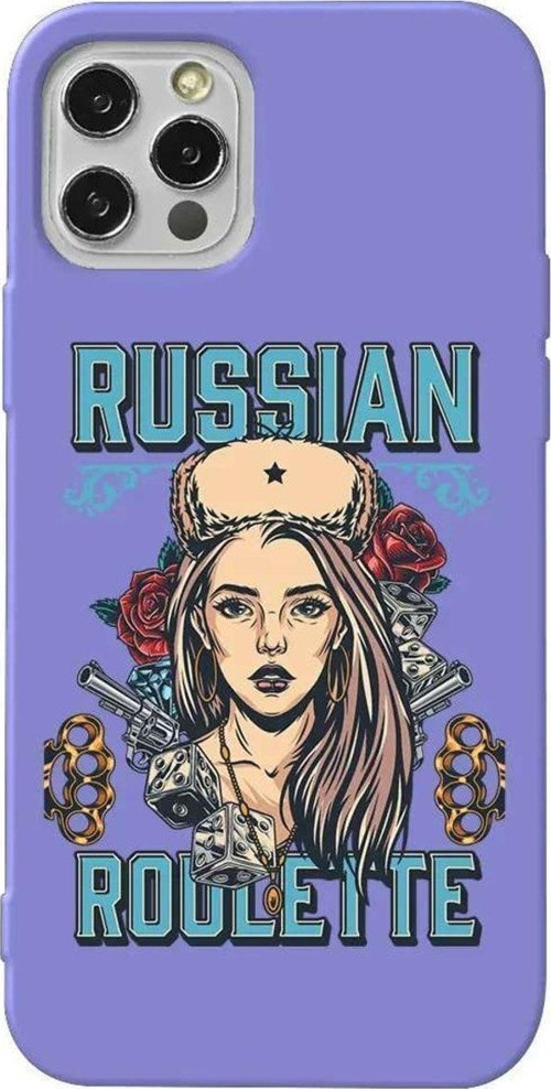 İphone 14 Pro Lila Renkli Silikon Telefon Kılıfı - Russian Girl
