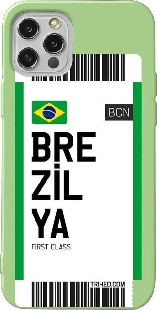 İphone 14 Pro Max Açik Yesil Renkli Silikon Telefon Kılıfı - Brezilya Bileti