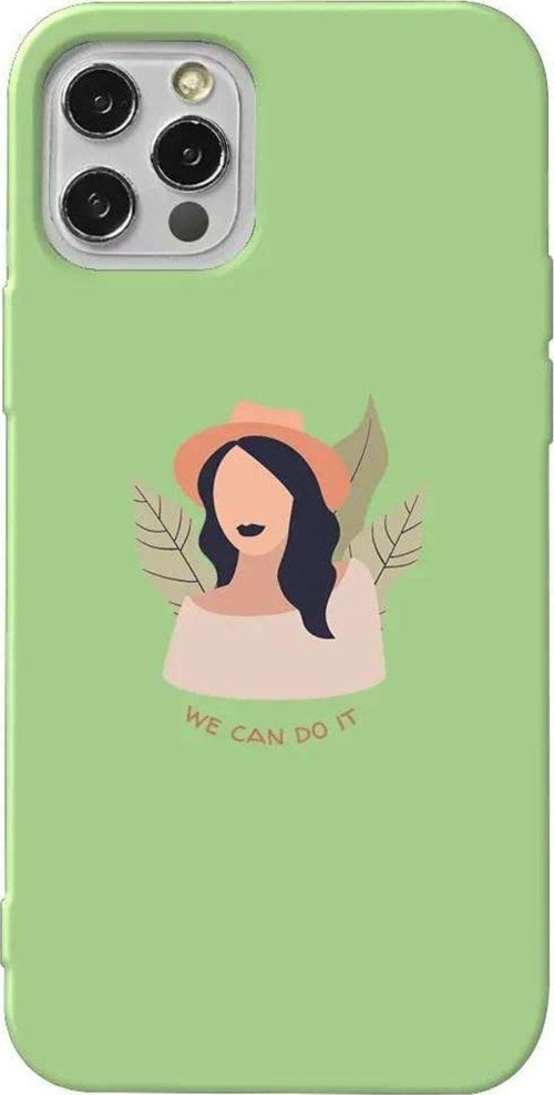 İphone 14 Pro Max Açik Yesil Renkli Silikon Telefon Kılıfı - Girl Can