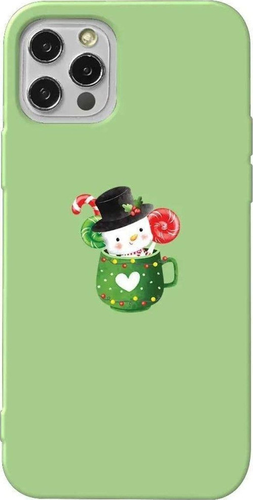 İphone 14 Pro Max Açik Yesil Renkli Silikon Telefon Kılıfı - A Cup Of Xmas