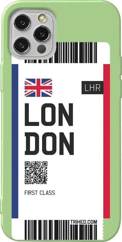 İphone 14 Pro Max Açik Yesil Renkli Silikon Telefon Kılıfı - London Bileti