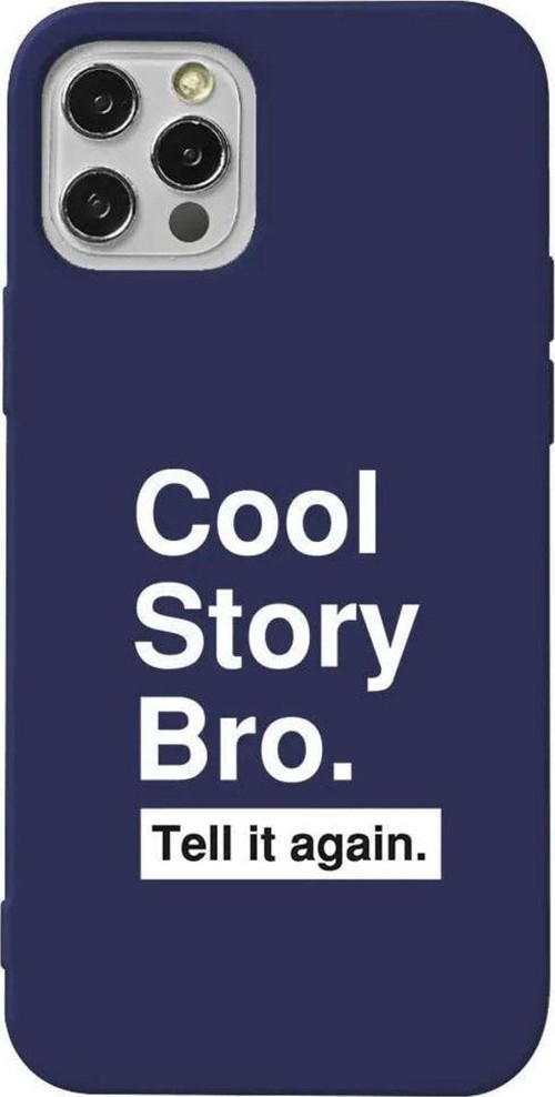 İphone 14 Pro Max Lacivert Renkli Silikon Telefon Kılıfı - Cool Story Bro