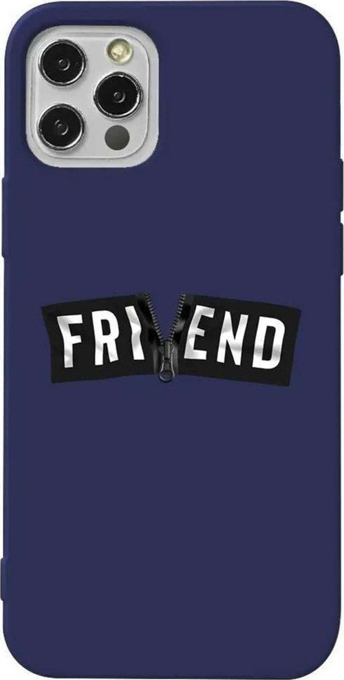 İphone 14 Pro Max Lacivert Renkli Silikon Telefon Kılıfı - Friend