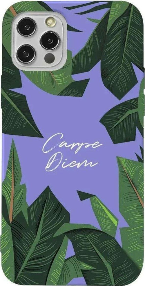 İphone 14 Pro Max Lila Renkli Silikon Telefon Kılıfı - Carpe Diem In The Leafs