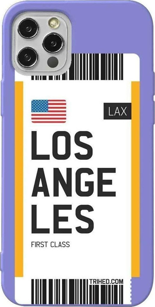 İphone 14 Pro Max Lila Renkli Silikon Telefon Kılıfı - Los Angeles Bileti