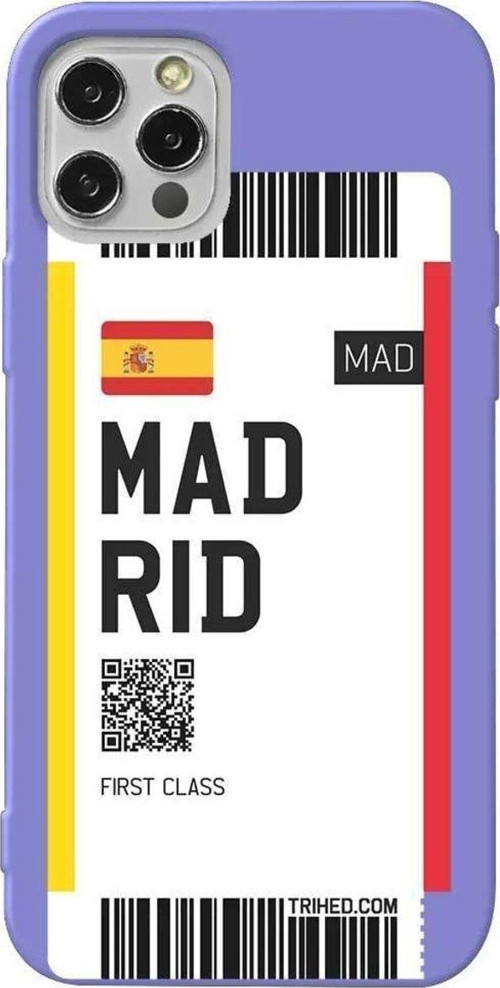 İphone 14 Pro Max Lila Renkli Silikon Telefon Kılıfı - Madrid Bileti