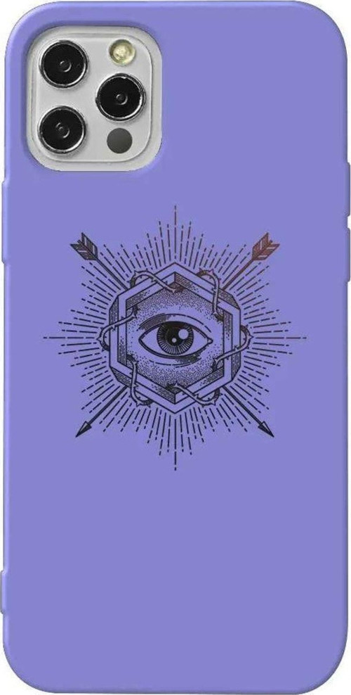 İphone 14 Pro Max Lila Renkli Silikon Telefon Kılıfı - Dikenli Sarmasik Göz