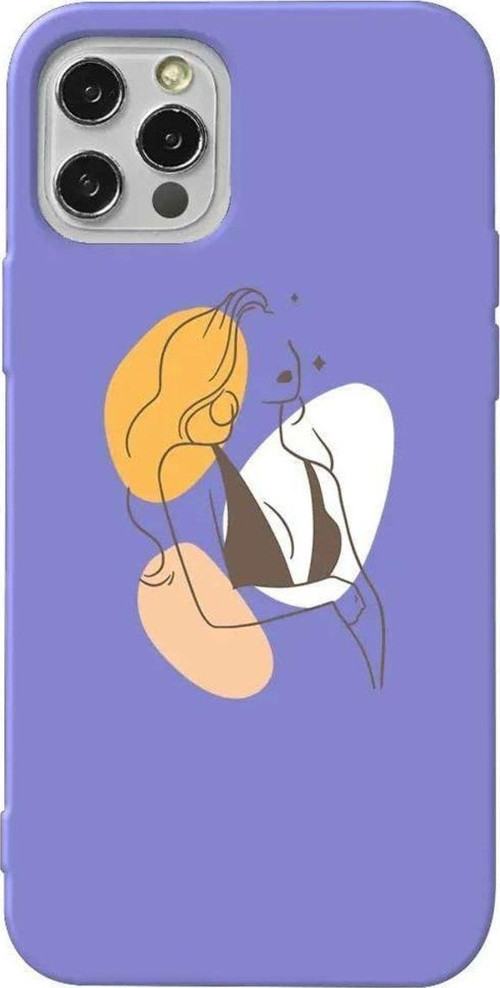 İphone 14 Pro Max Lila Renkli Silikon Telefon Kılıfı - Dream Girl