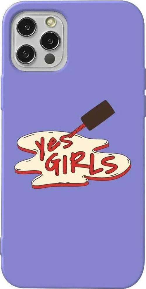 İphone 14 Pro Max Lila Renkli Silikon Telefon Kılıfı - Yes Girls