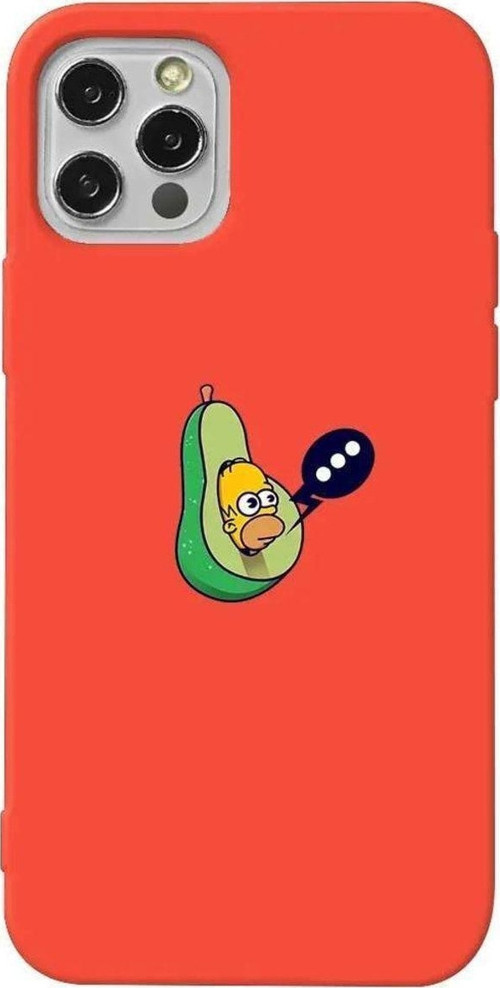 İphone 14 Pro Max Turuncu Renkli Silikon Telefon Kılıfı - Avokado Simpson