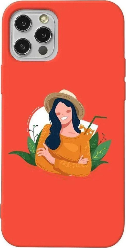 İphone 14 Pro Max Turuncu Renkli Silikon Telefon Kılıfı - Lovely Smile