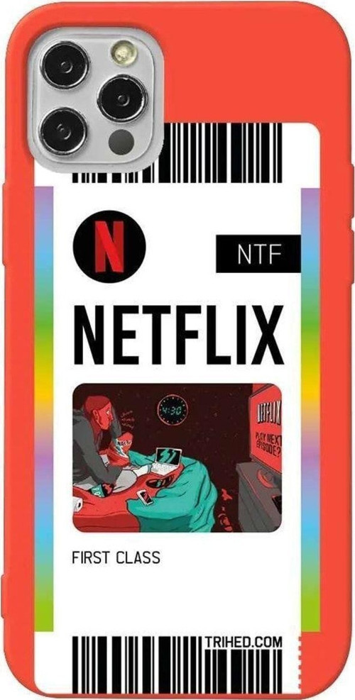 İphone 14 Pro Turuncu Renkli Silikon Telefon Kılıfı - Netflix Bileti