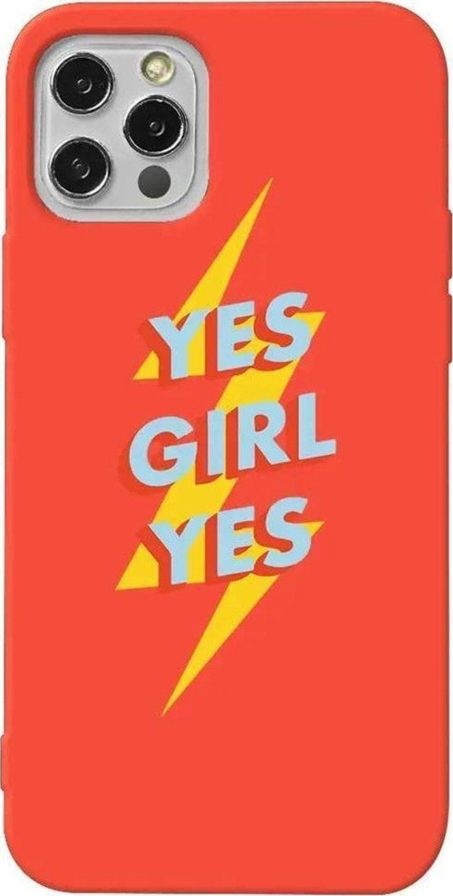 İphone 14 Pro Turuncu Renkli Silikon Telefon Kılıfı - Yes Girl