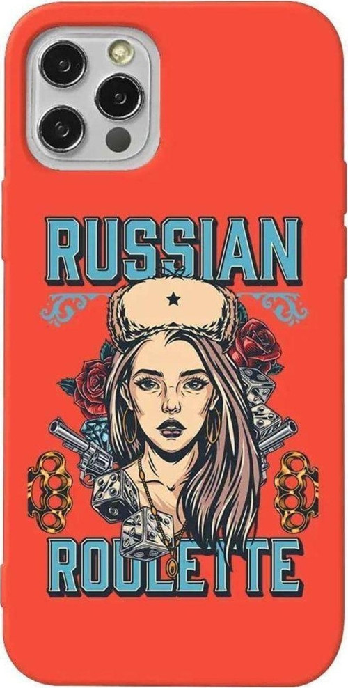 İphone 14 Pro Turuncu Renkli Silikon Telefon Kılıfı - Russian Girl