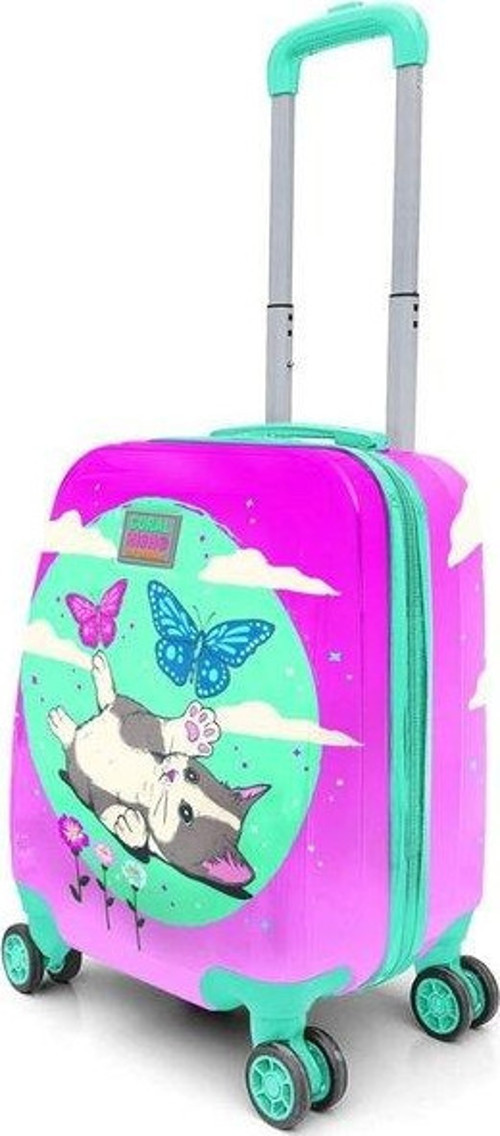 Mini Su Yeşili Pembe Desenli Çocuk Valizi 16709