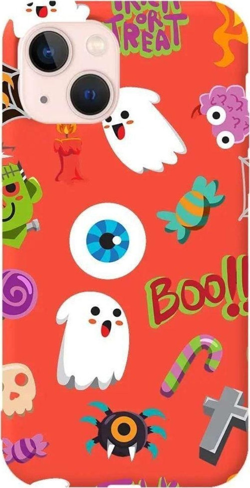 İphone 14 Turuncu Renkli Silikon Telefon Kılıfı - Trick Or Treat