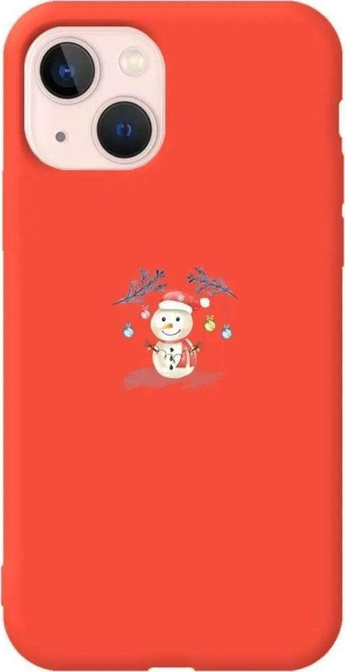 İphone 14 Plus Uyumlu Plus Turuncu Renkli Silikon Telefon Kılıfı - Sugar Snowman