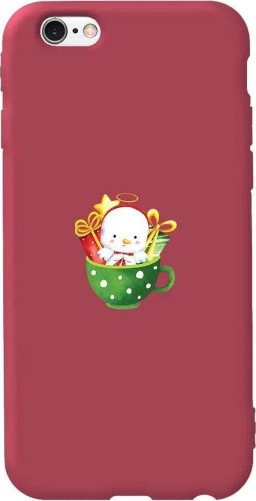 İphone 6 Bordo Renkli Silikon Telefon Kılıfı - A Cup Of Xmas 6