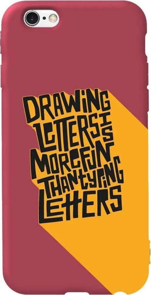 İphone 6 Bordo Renkli Silikon Telefon Kılıfı - Drawing Letters