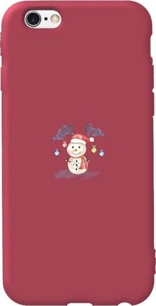 İphone 6 Uyumlu Bordo Renkli Silikon Telefon Kılıfı - Sugar Snowman
