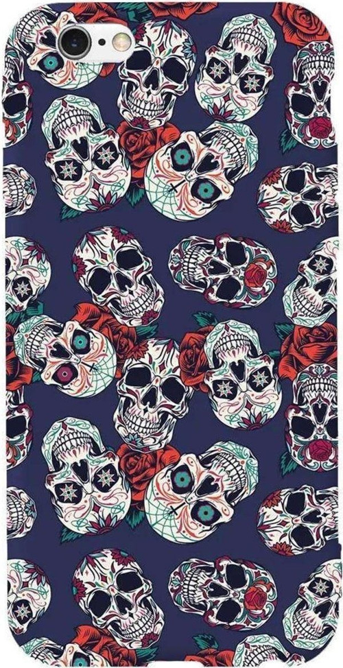 İphone 6 Plus Lacivert Renkli Silikon Telefon Kılıfı - Death And Roses