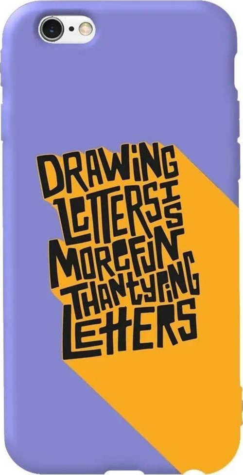 İphone 6 Lila Renkli Silikon Telefon Kılıfı - Drawing Letters