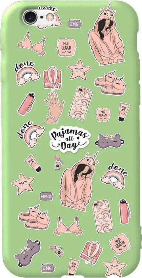 İphone 6 Plus Açik Yesil Renkli Silikon Telefon Kılıfı - Pajamas All Day