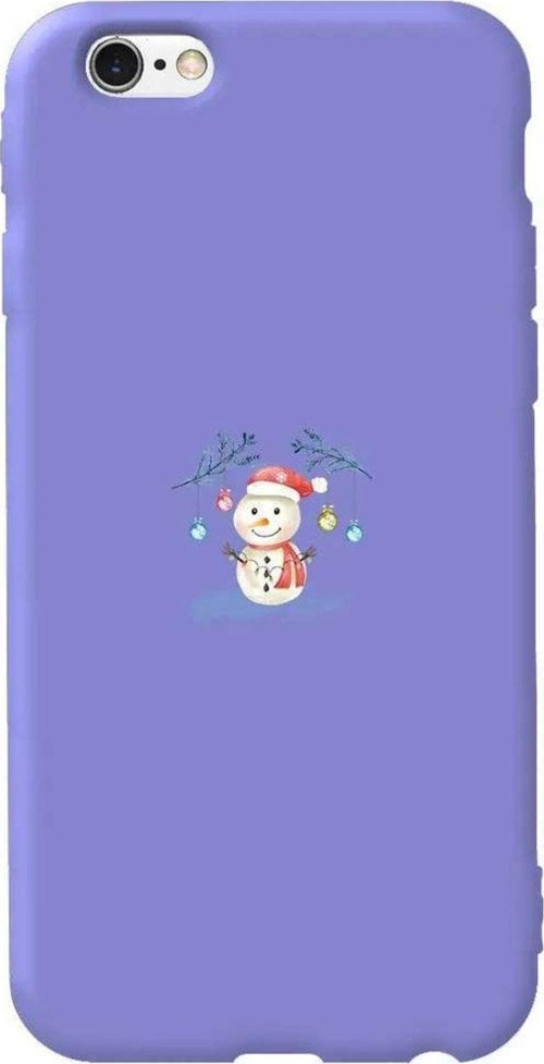 İphone 6 Uyumlu Lila Renkli Silikon Telefon Kılıfı - Sugar Snowman