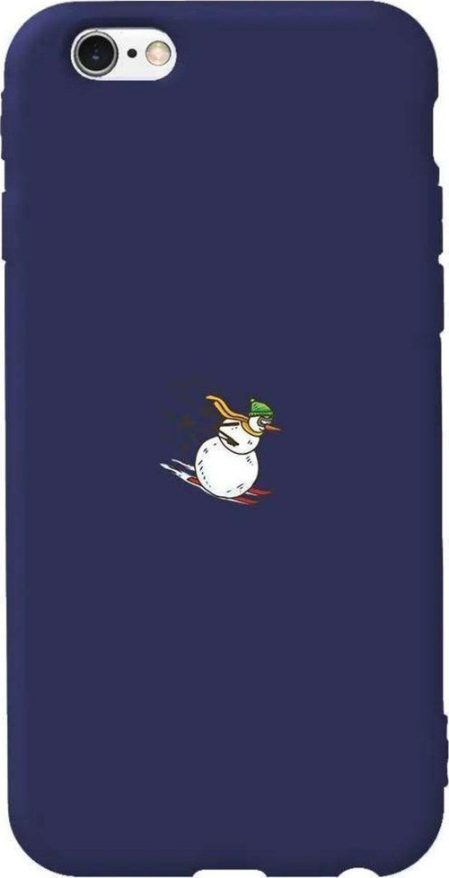 İphone 6 Plus Uyumlu Lacivert Renkli Silikon Telefon Kılıfı - Snowman Skiing