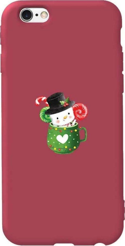 iphone 6S Plus Bordo Renkli Silikon Telefon Kılıfı - A Cup Of Xmas