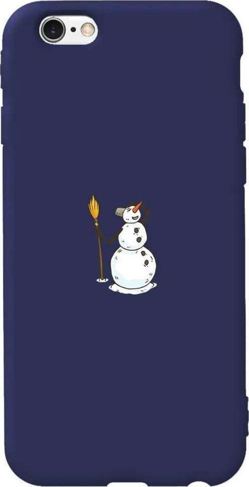 iphone 6S Plus Uyumlu Lacivert Renkli Silikon Telefon Kılıfı - Snowman Looking Around