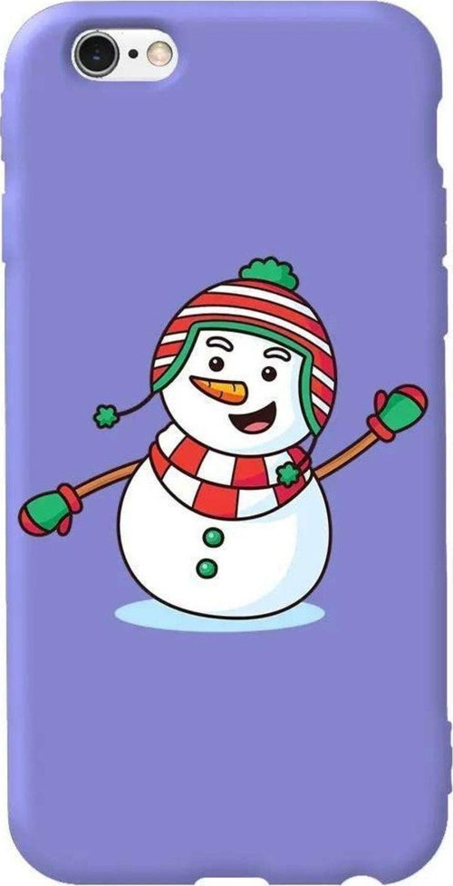 iphone 6S Plus Uyumlu Lila Renkli Silikon Telefon Kılıfı - Snowman 2
