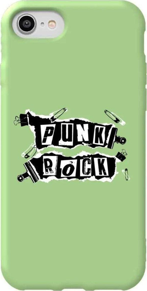 İphone 7 Açik Yesil Renkli Silikon Telefon Kılıfı - Punk Rock